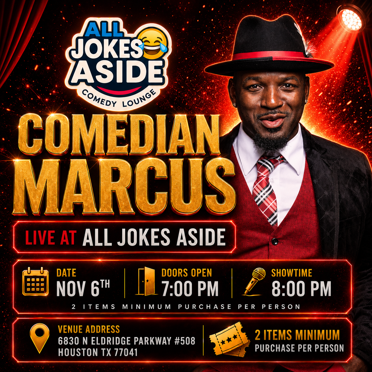 Comedian Marcus Live All Jokes Aside